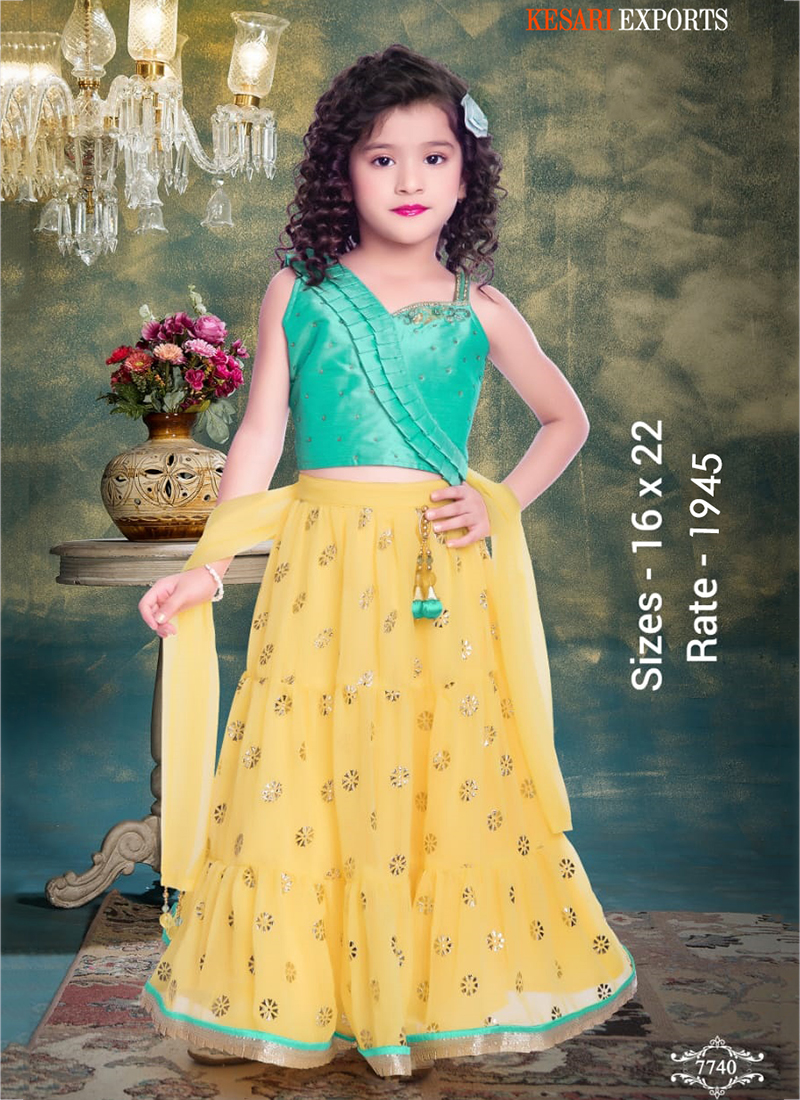 Kids Yellow Lehenga Choli - Buy Kids Yellow Lehenga Choli online in India