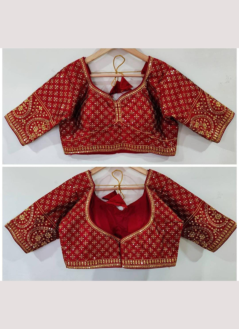 Buy Maroon Silk Traditional Wear Maggam Work Blouse Online From ...
