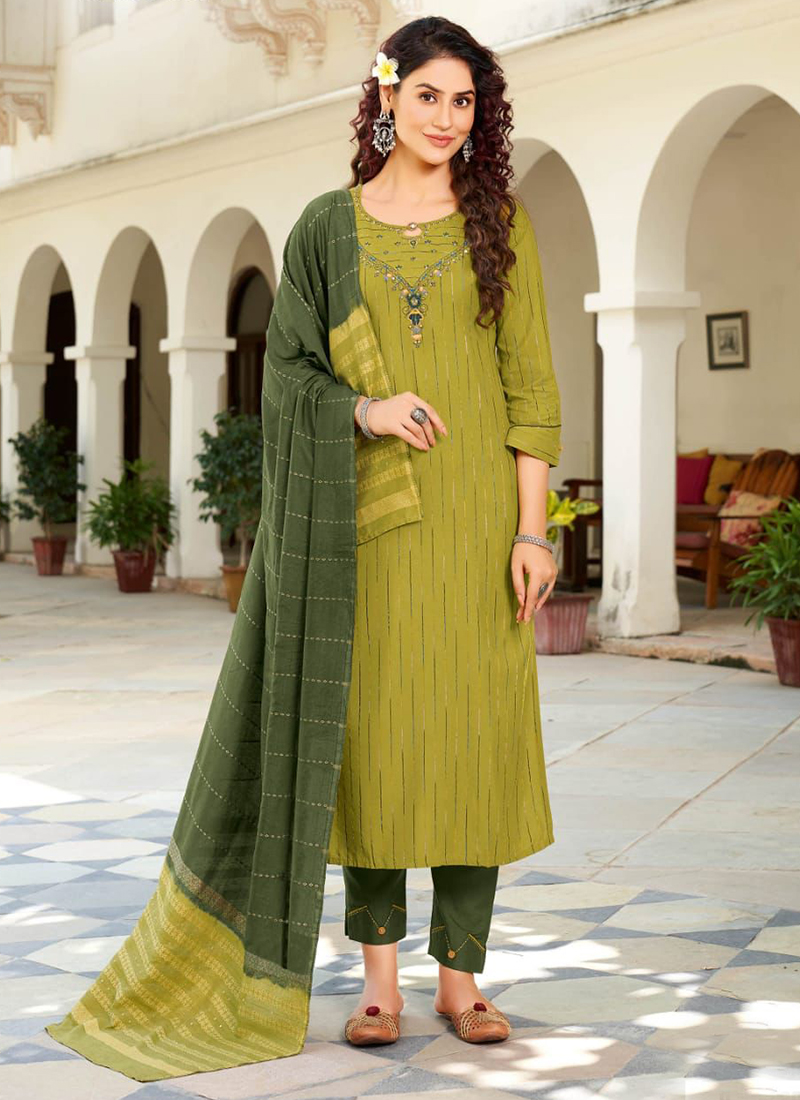 kombu green cotton suit