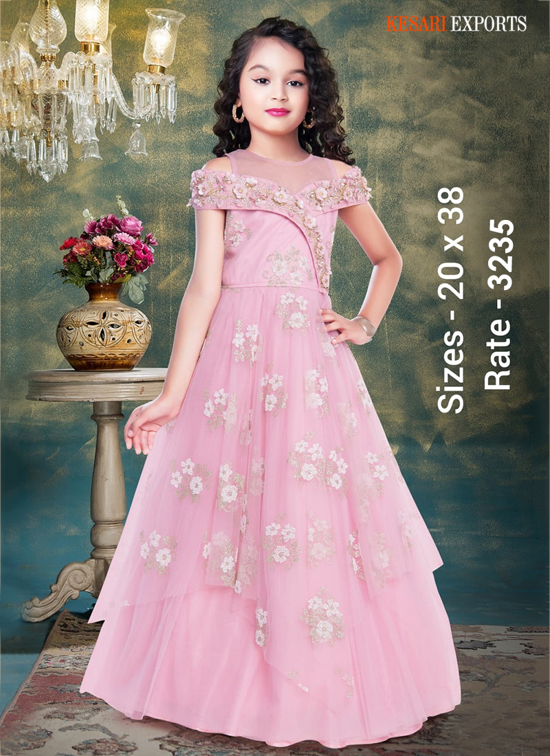 Floor Touch Gown Embroidered Dress Online - 9637 | Omzara