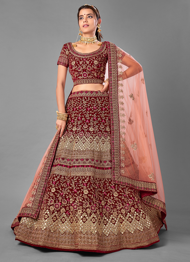 Maroon Colour Lehenga Choli | Maroon Color Bridal Lehenga