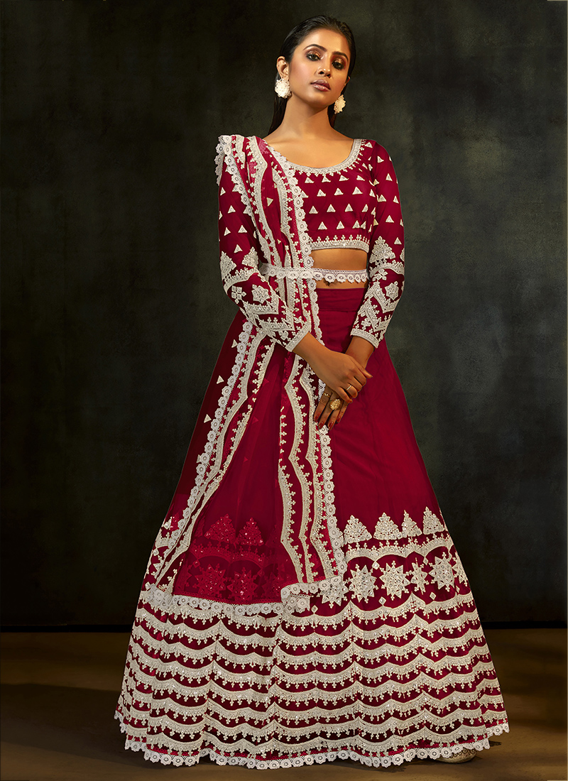Buy Rani Net Wedding Wear Thread Work Lehenga Choli Online ...