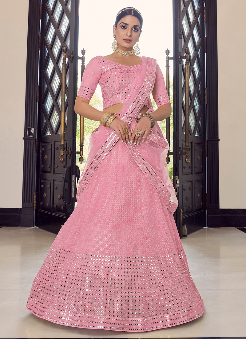 Buy Pink Net Lehenga with Bangalori Silk Choli Online - LLCV0100 | Andaaz  Fashion