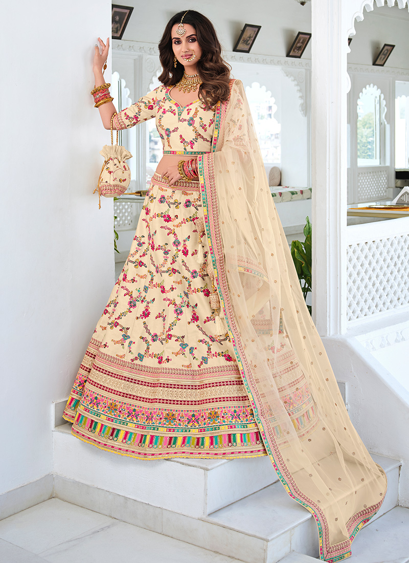 $60 - $121 - Cream Bollywood Heavy Net Resham Lehenga Choli, Cream  Bollywood Heavy Net Resham Ghagra Choli, Cream Bollywood Heavy Net Resham  Chaniya Choli and Cream Bollywood Heavy Net Resham Lehenga online shopping