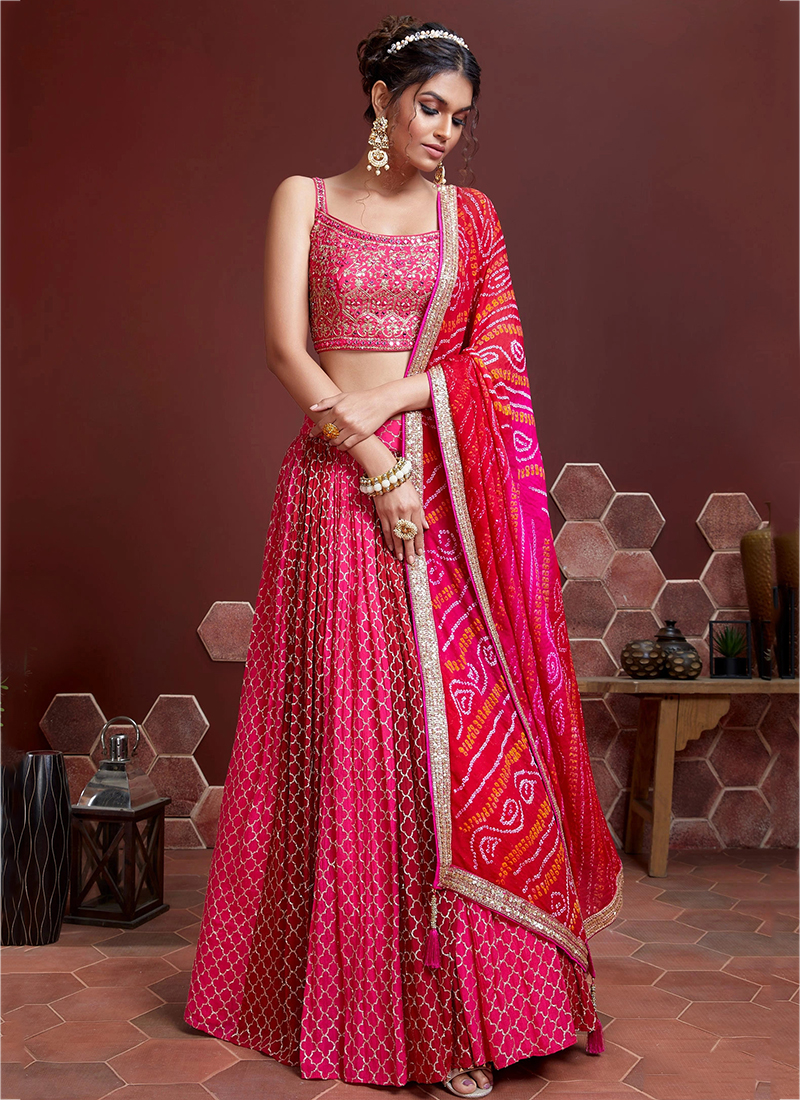 Buy Pink Banglori Silk Wedding Wear Embroidery Work Readymade ...