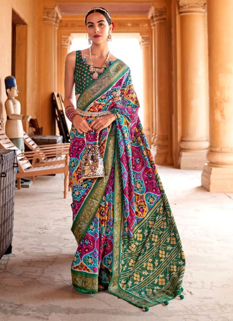 multi color casual silk crepe jacquard sarees online india | Heenastyle