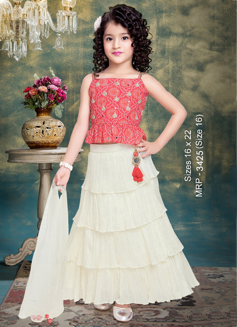 Designer Grey And Pink Color Fancy Fabric Lehenga Choli For Baby Girl