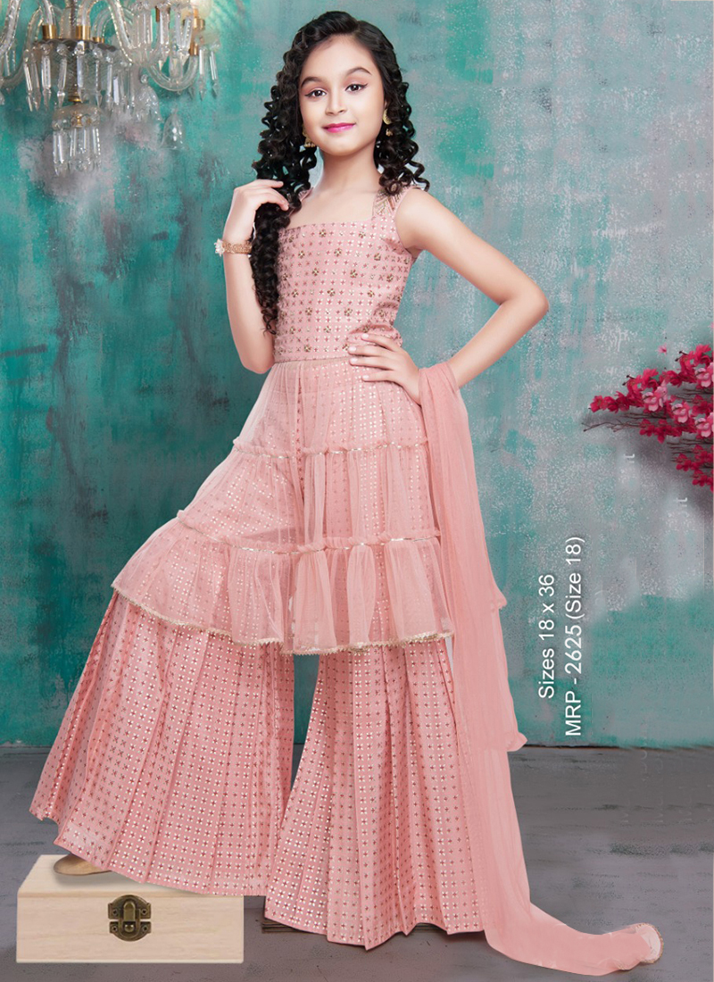 Pink Trendy Look Party Wear Readymade Sharara Suit (Set Of 10 Pcs) Catalog