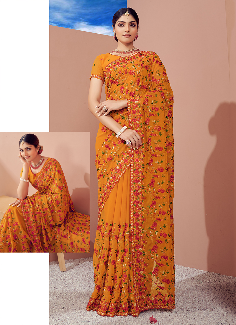 Kashmiri Swag Resham Embroidery Sarees Collection Catalog
