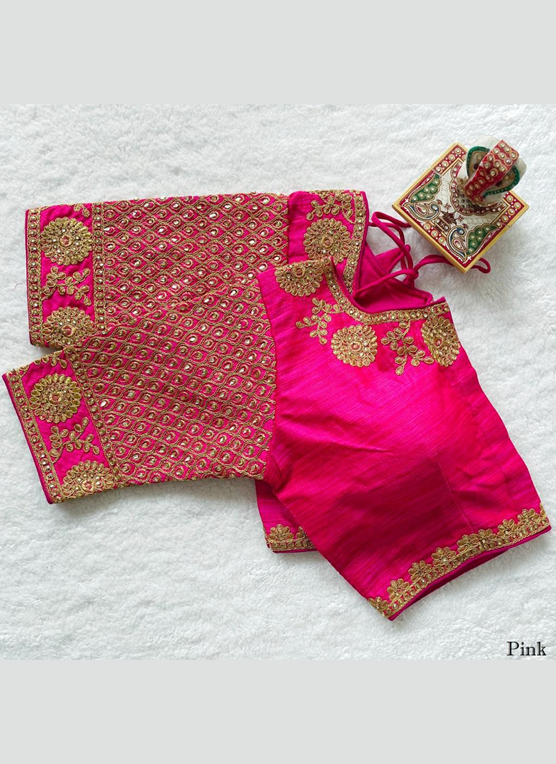 Buy Pink Phantom Silk Wedding Wear Embroidery Work Blouse Online From  Wholesale Salwar.