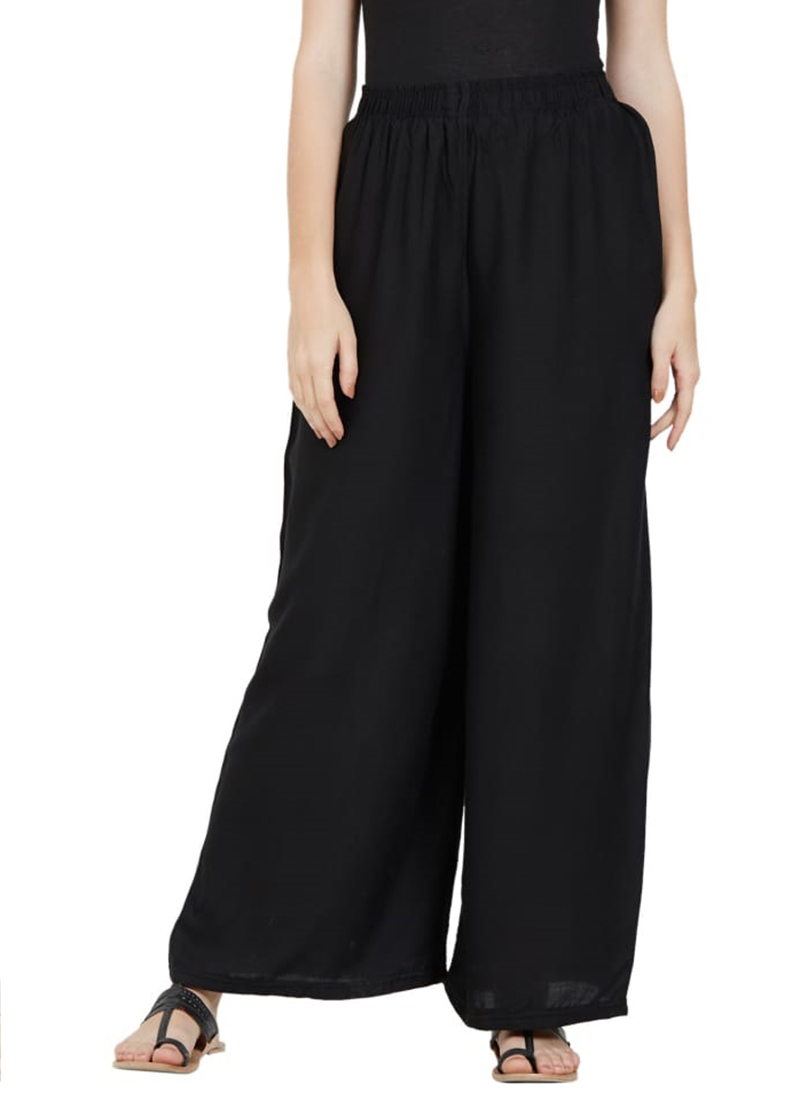 Shop Wide Fit Plain Mid Waist Palazzo Pants with Elasticised Waistband  Online | Max Kuwait