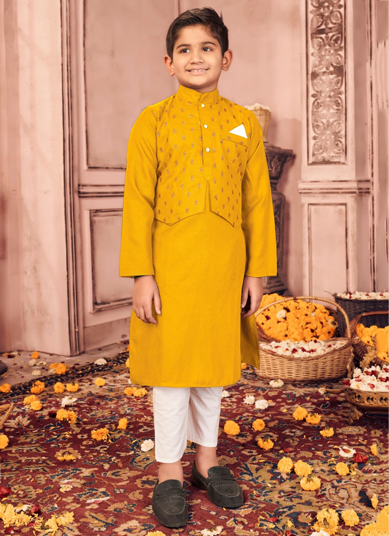 Yellow kurta best sale pajama for kids