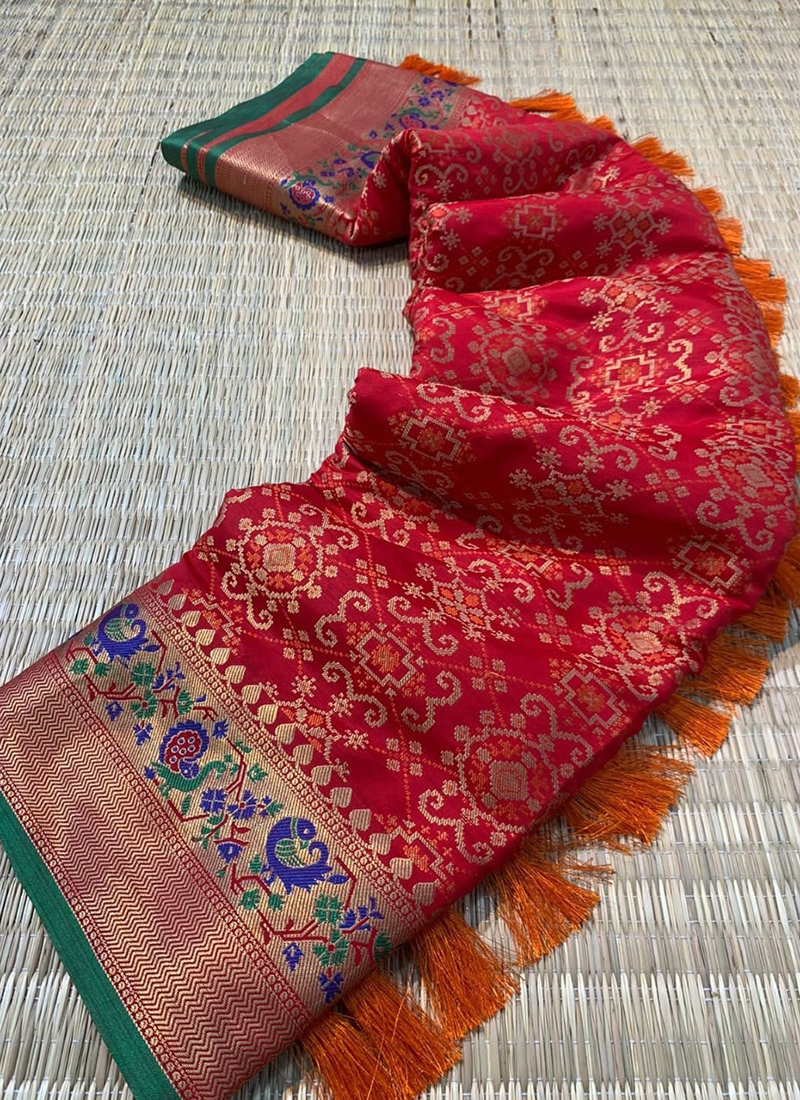 Buy Red Patola Silk Traditional Wear Weaving Saree Online From ...
