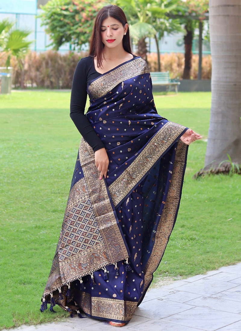 Buy Violet Soft Silk Wedding Wear Weaving Saree Online From Wholesale  Salwar.