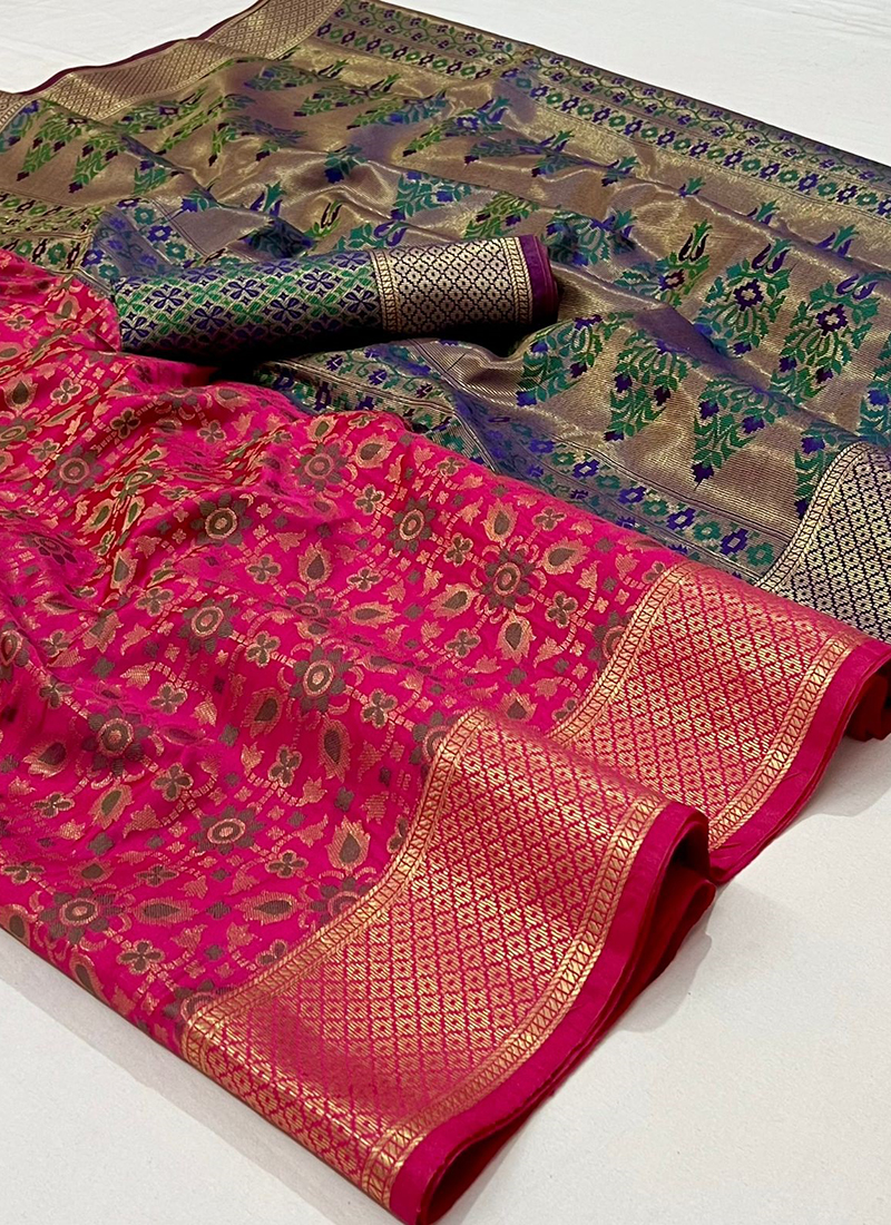 Buy Rani Cotton Silk Festival Wear Patola Saree Online From ...