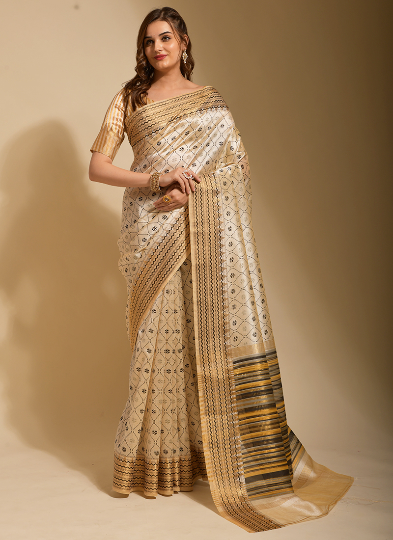 Buy T.J. SAREES Women's Pure Kantha Stitch hand embroidery assam Silk Saree  of Bengal With Blouse Pcs - Beige (Pack of 1) at Amazon.in