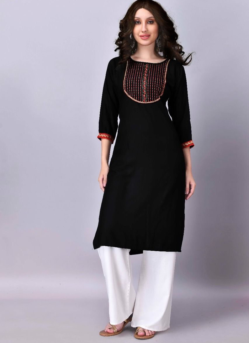 fcity.in - Net Samosa Kurti Kurtis Women Black Fabric Under 200 Fancy Very