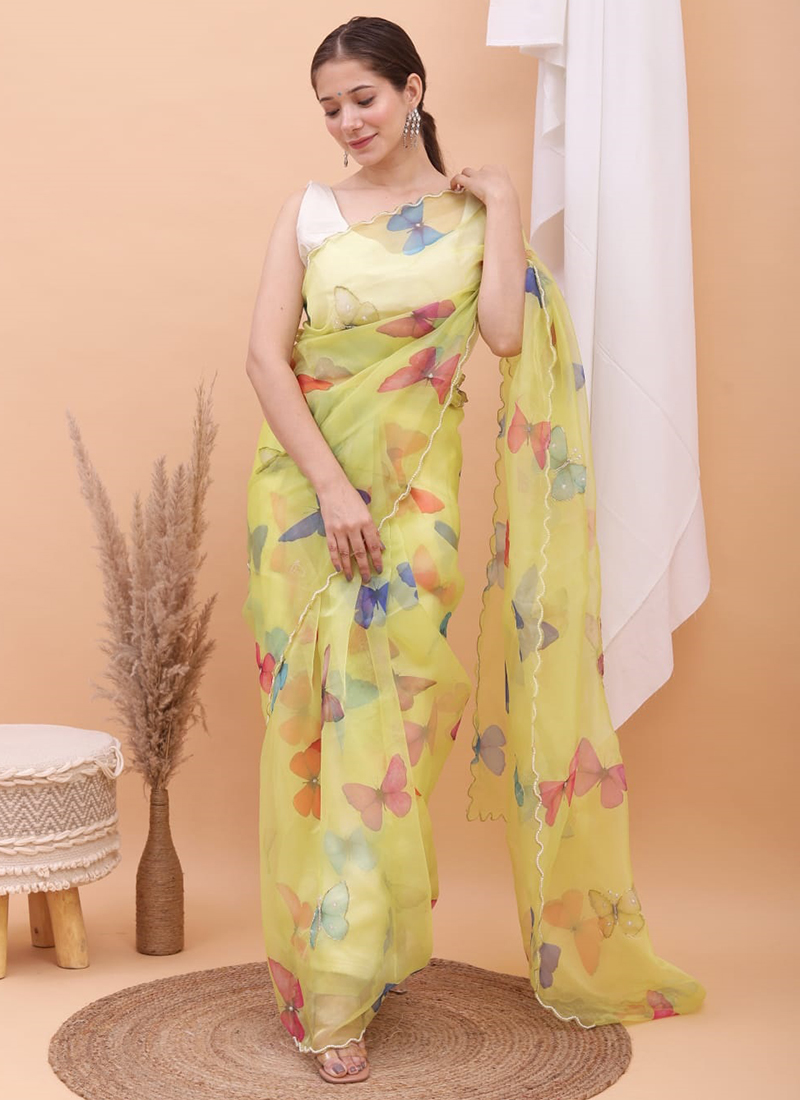 Butterfly Printed Saree – Shubha Design Studio