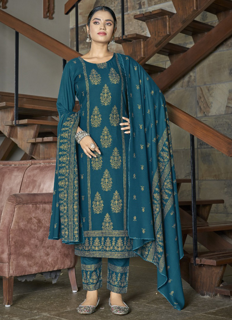Blue Malmal Cotton Festival Wear Printed Readymade Afghani Salwar Suit, Readymade  Cotton Suits With Dupatta