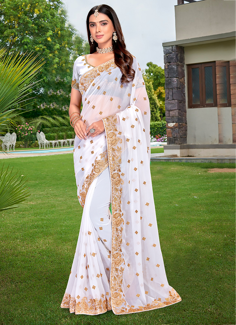 White party hotsell wear saree online