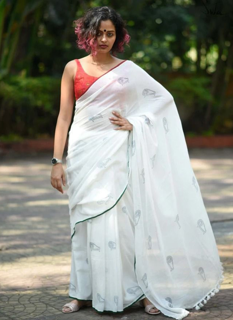 Buy White Net Wedding Wear Resham Work Saree Online From Wholesale Salwar.