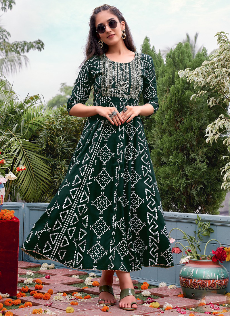 Black Beautiful Soft Cotton Gown with Combination of Print and Weaving  Border In Bottom  Designer Latest Ethnic Wear For Indian Women