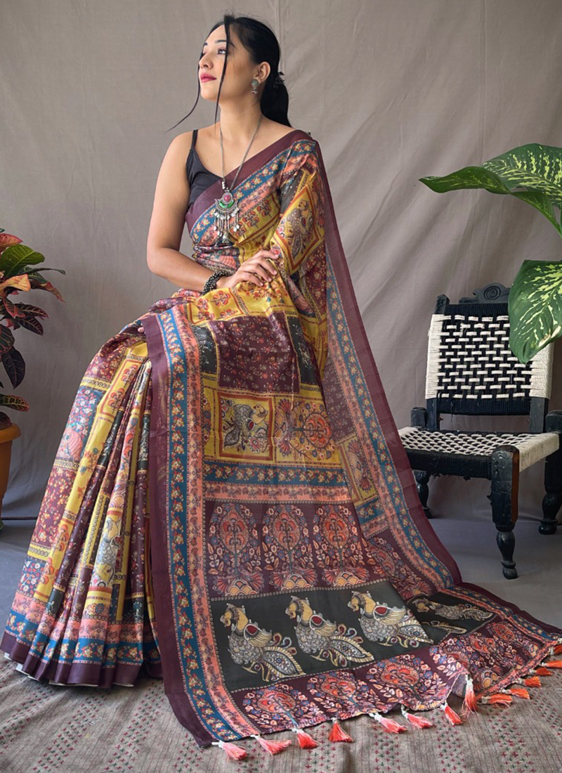 Iam swaroopa manufacturing pen kalamkari sarees.. Wholesale prices  available Resellers most welcome ... Contact me on 8317674441 Kalamk... |  Instagram