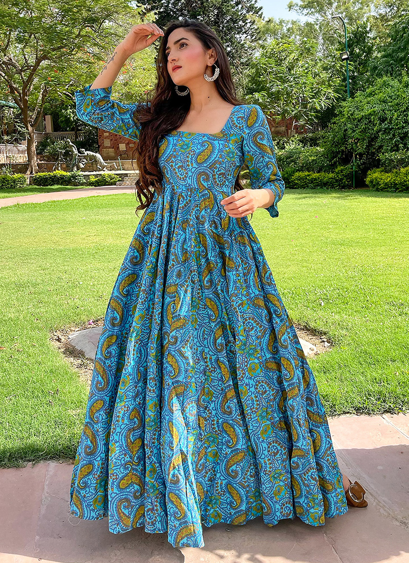 Cotton Embroidered long Gown  Vp Villa