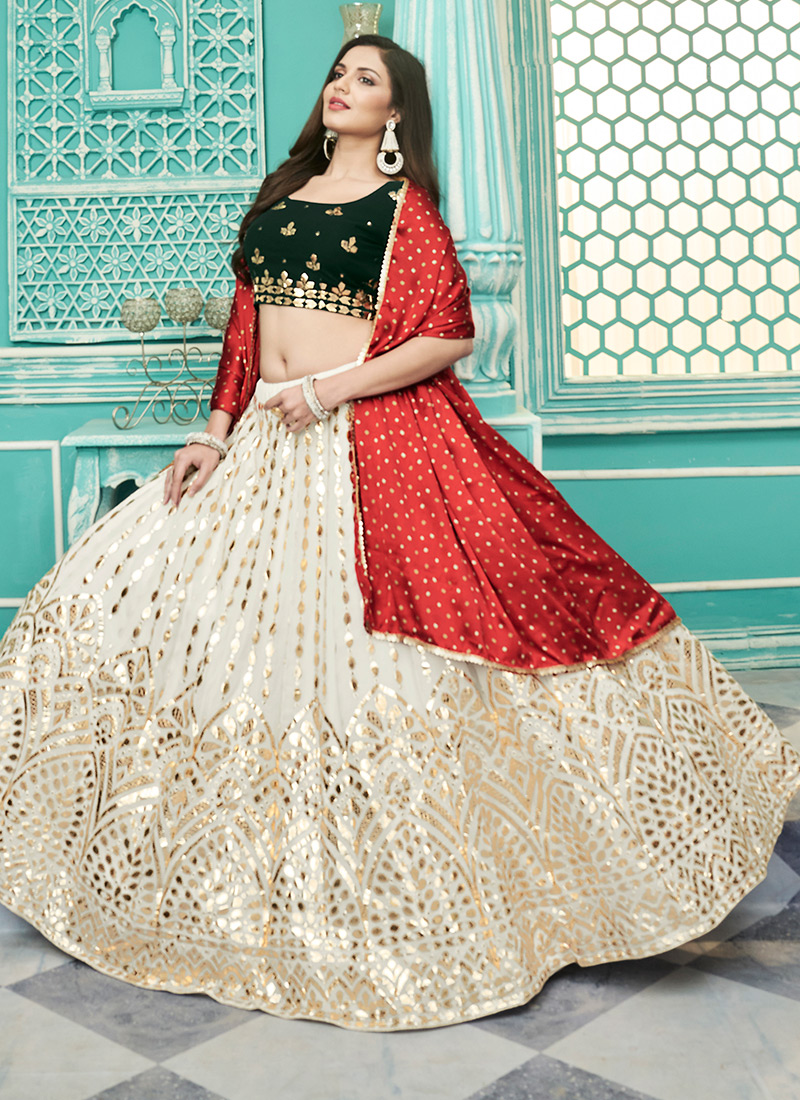 Shop Navaratri White Cotton Embroidered Chaniya Choli Party Wear Online at  Best Price | Cbazaar