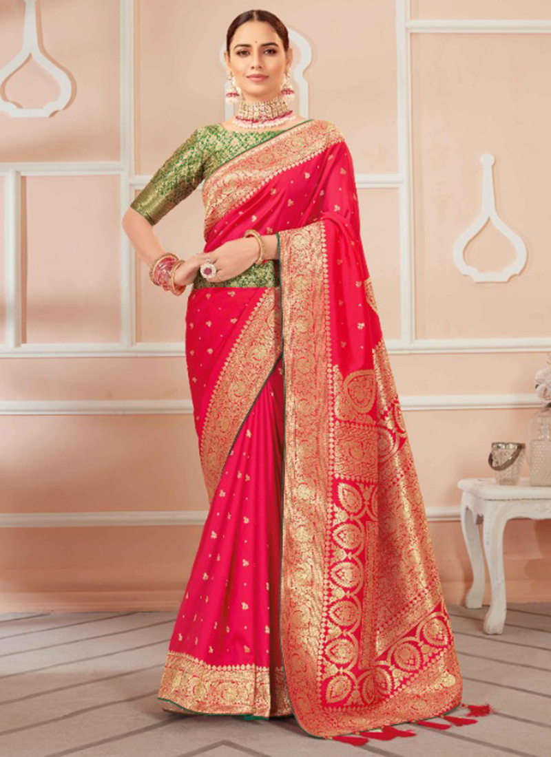 Buy Purple Banarasi Silk Wedding Classic Saree Online -