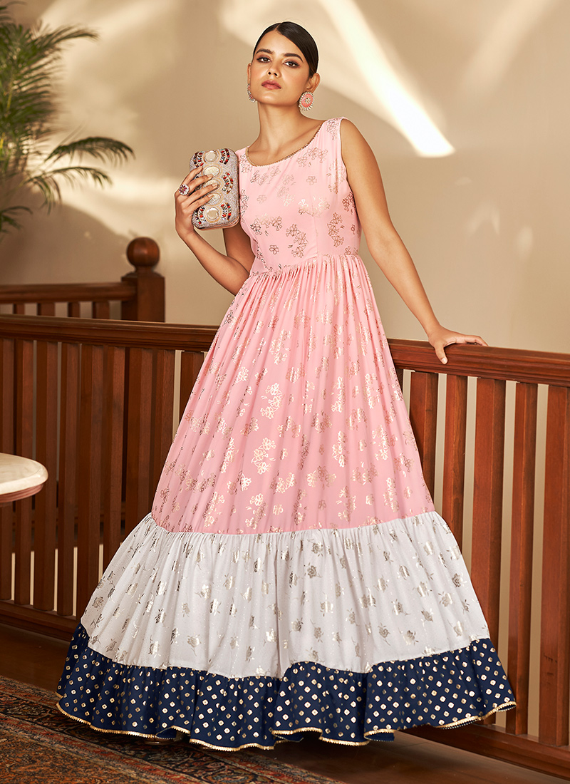 Latest Party Wear Georgette Gown Readymade – FOURMATCHING