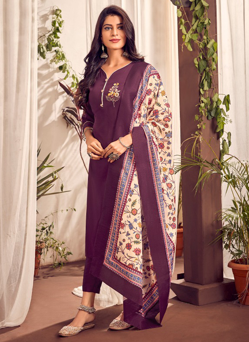 Designer Pure Cotton Jam Silk Semi-Stitched Salwar Suit - Roykals Textile -  3194256