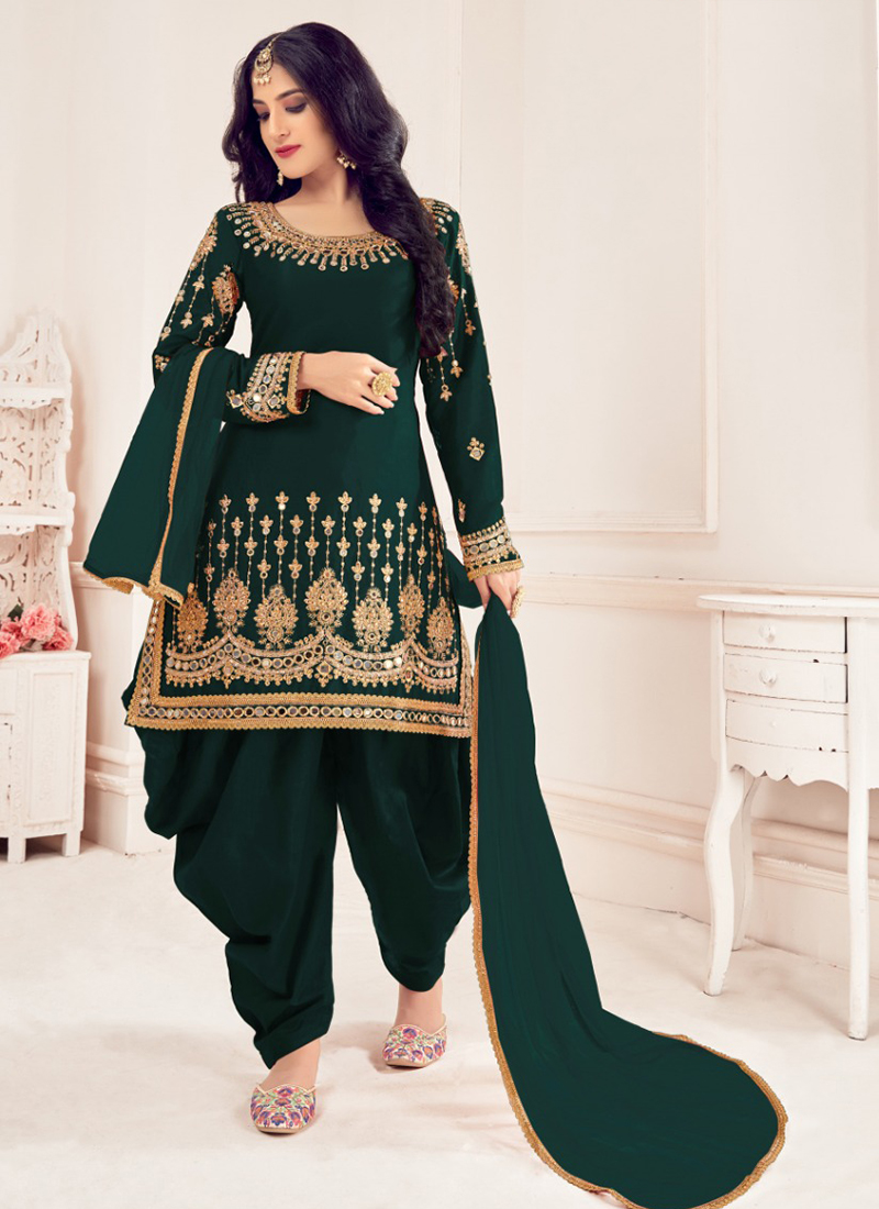 Exclusive Party Wear Rani Color Patiyala Suit With Embroidery Work -  Fashion Mantra