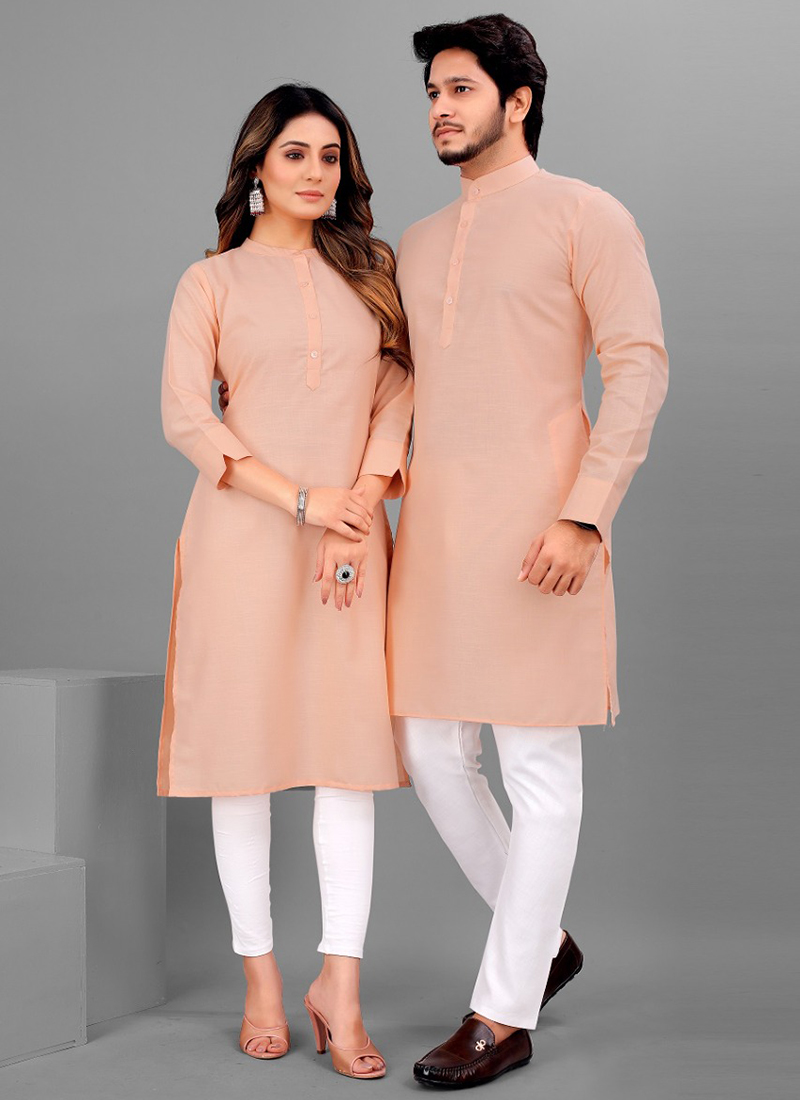 Peach color couple clearance dress