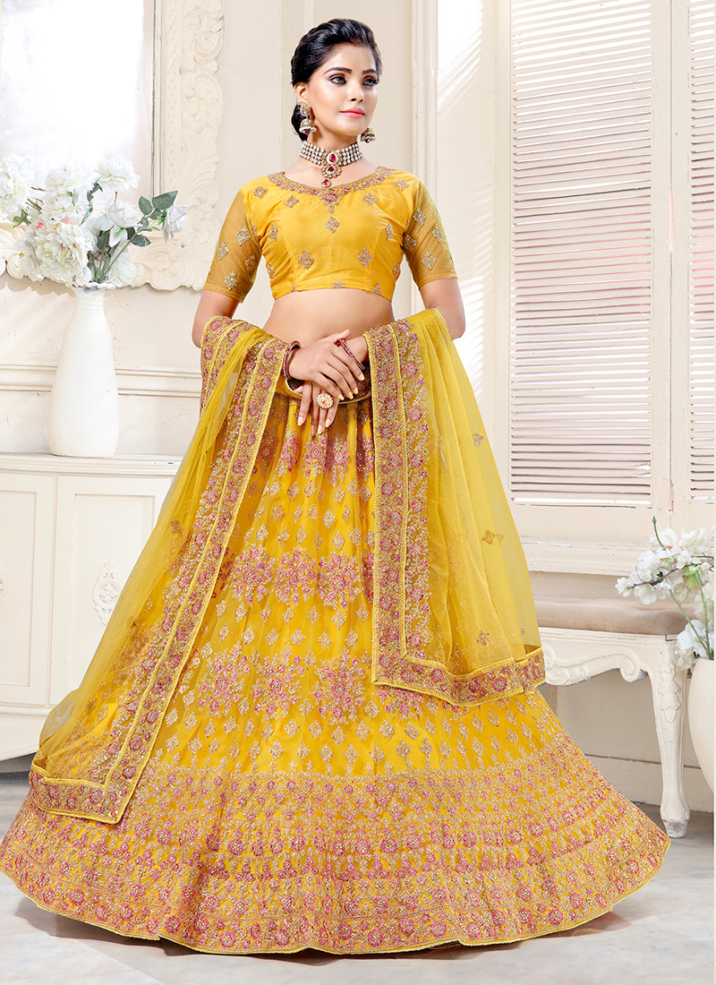 Buy Silk Party Wear Lehenga Choli In Yellow Color Online - LLCV01945 |  Andaaz Fashion