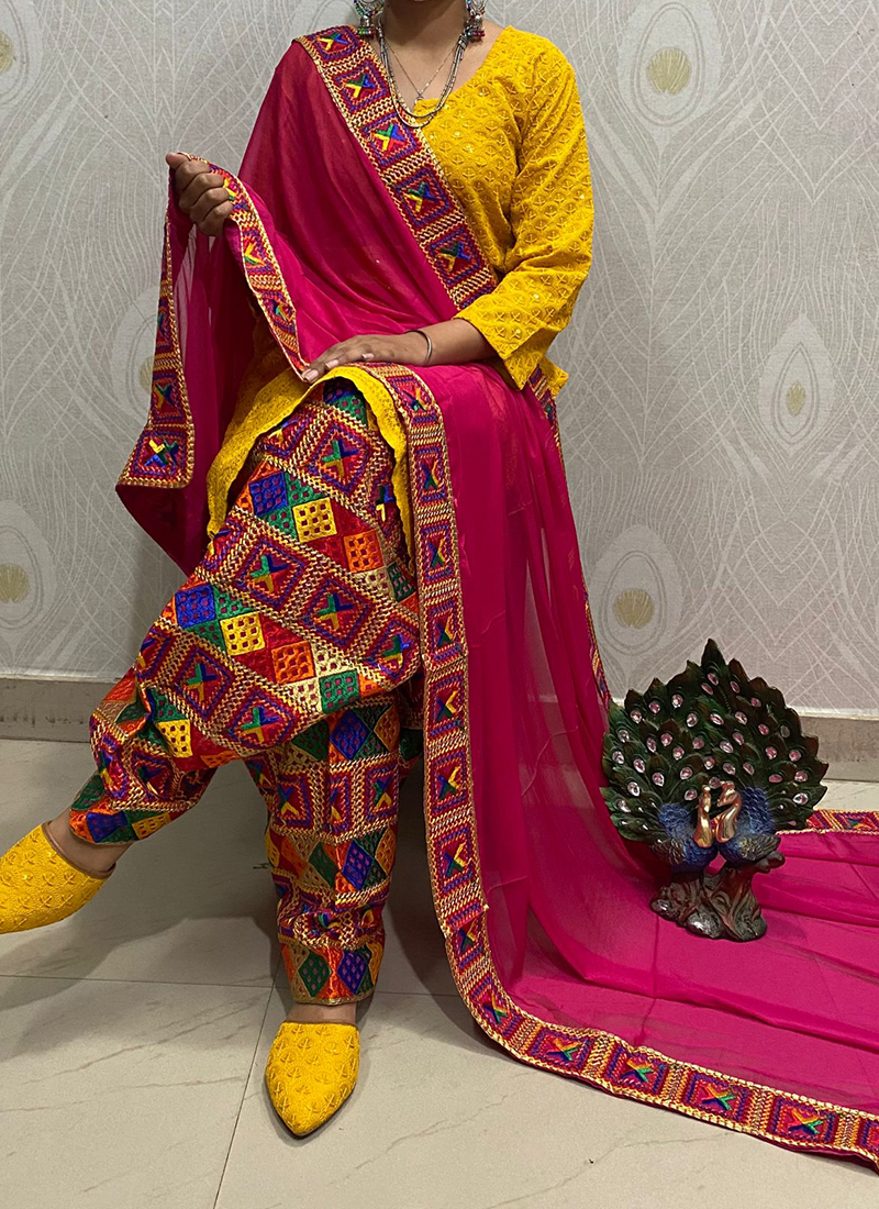 Buy Girls Phulkari Salwar Suit Indian Kids Dress Perfect Wedding / Party  Wear Kid's Dress/ Punjabi Salwar Suit for Girls/phulkari Suit Online in  India - Etsy