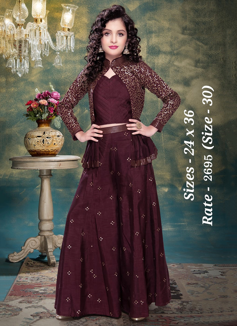 black net embroidered jacket style palazzo suit 3108