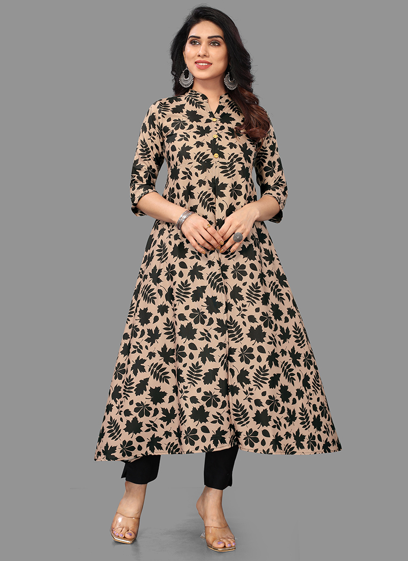 Buy Attractive Beige Poly Rayon Casual Wear Digital Printed Kurti Online  From Wholesale Salwar.