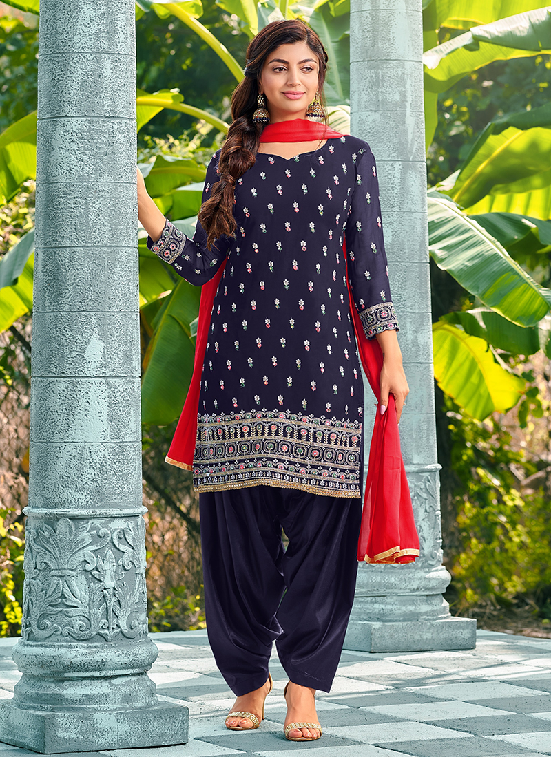 Designer Party Wear Banglori Silk Patiyala Suit - Stylecaret.com