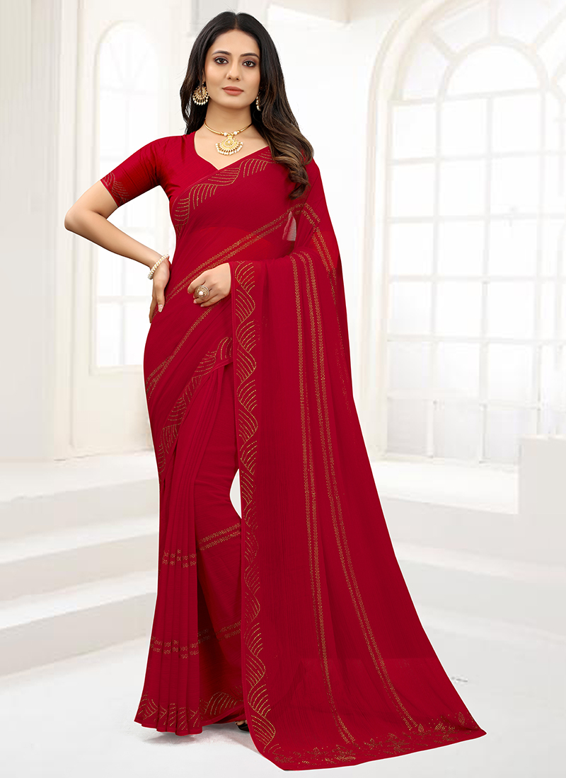 Buy online Heavy Work Bordered Net Chiffon Saree from ethnic wear for Women  by Jashn for ₹10799 at 0% off | 2024 Limeroad.com