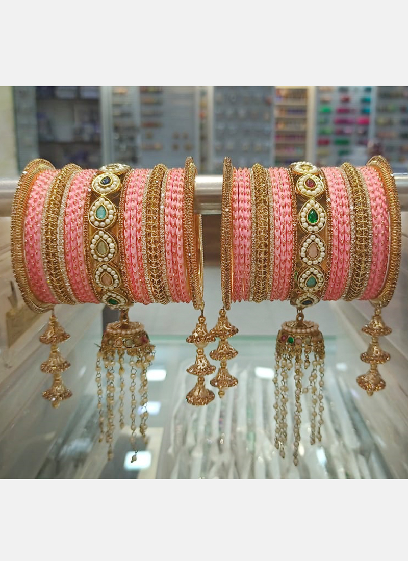 pink bangles for lehenga