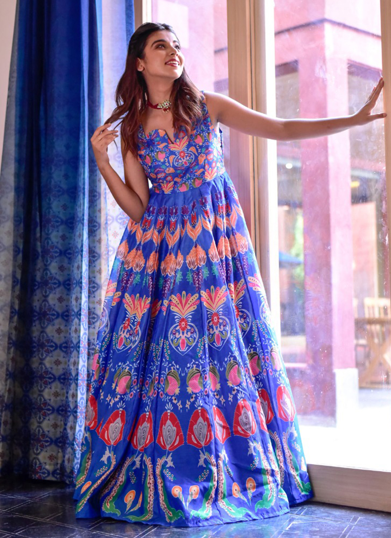 Ethnic Printed Digital Print Gown, Full Sleeve at Rs 2600/piece in Surat |  ID: 14732691448