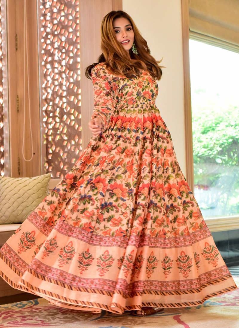 Stunning Digital Printed Multi Colour Classic Gown