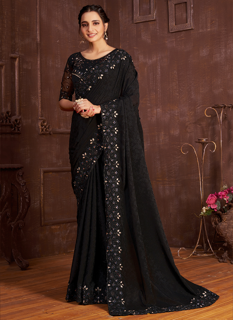 Fancy Ready to Wear Saree with Belt and Flower Brooch DVZ0003533