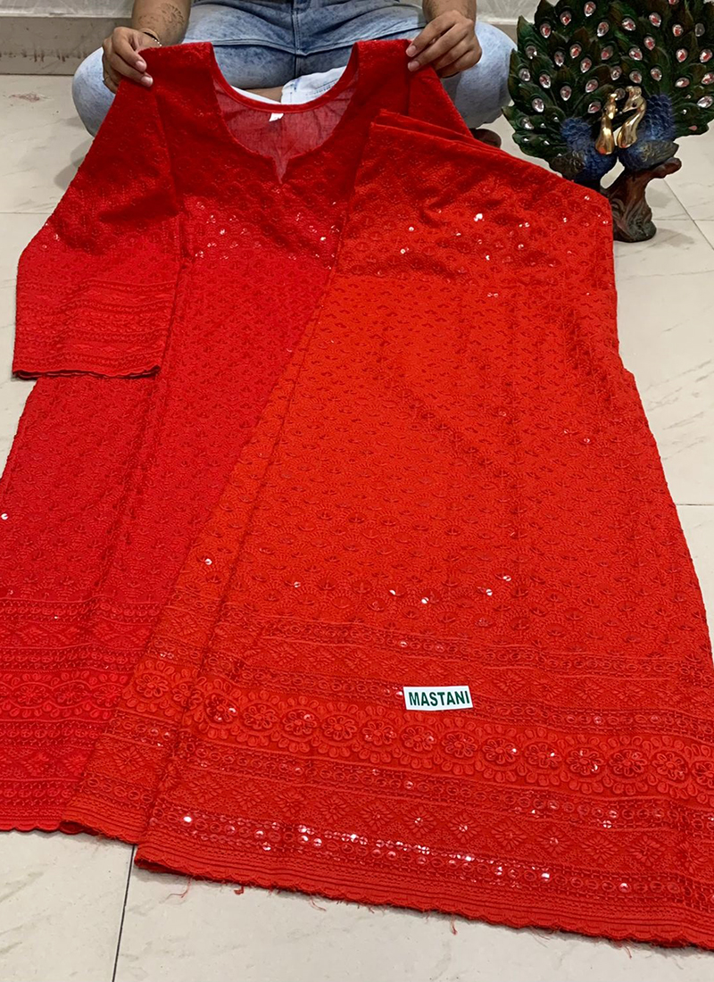 Party Wear Red KCA Phulkari Suit at Rs 1000 in Pune | ID: 22496971791