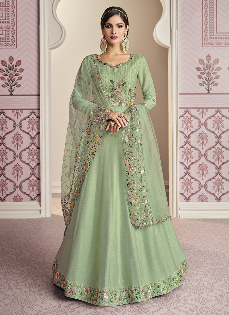 Pista Green Gown Gown and Pista Green Gown Trendy Gown online shopping