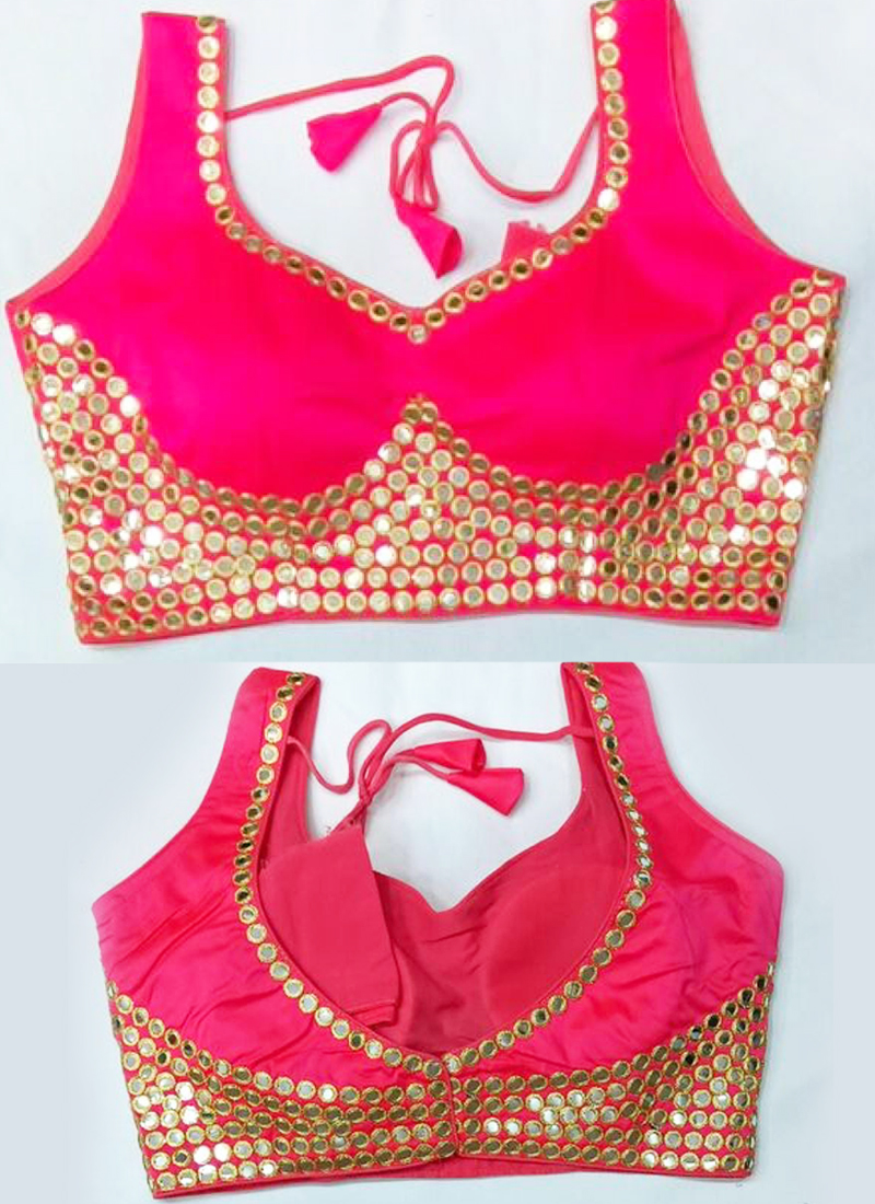 Buy Pink Phantom Silk Party Wear Sequins Work Blouse Online ...