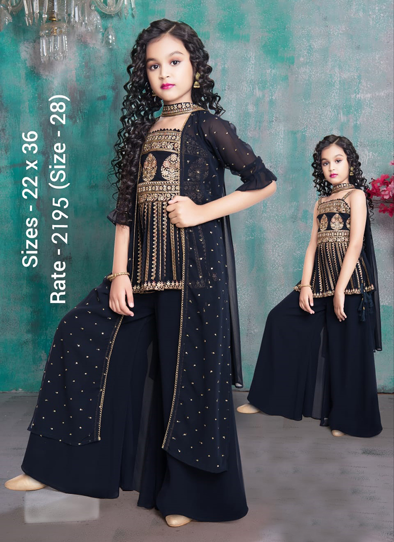 Black Heavy Classy Designer Readymade Palazzo Suit With Embroidery Sequence Work