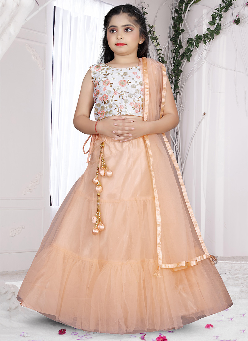 Cancan Party and Wedding Wear Kids Lehenga With Embroidered Top, Age: 7-9  Years