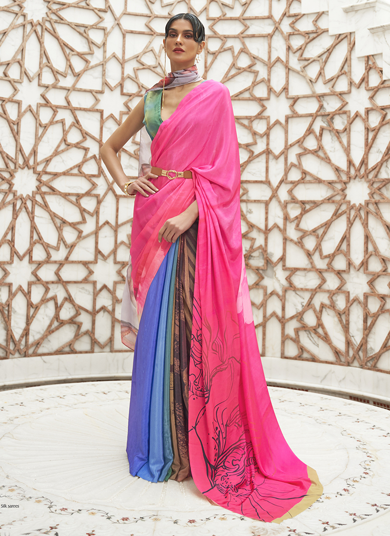 Digital Print Linen Sarees online | DPL006 | forever best collections - AB  & Abi Fashions